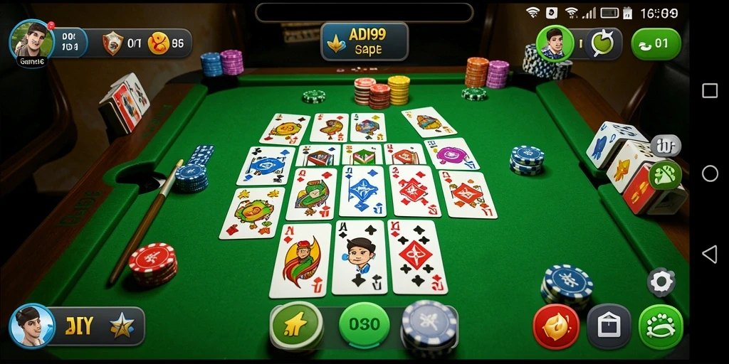 Screenshot gameplay ADI99 yang menunjukkan suasana permainan Gaple.