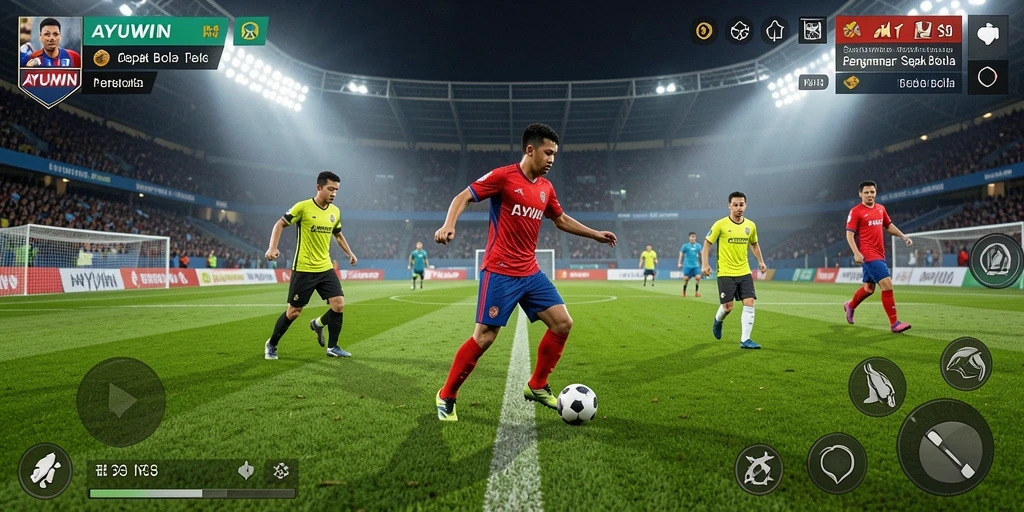 Gameplay seru AYUWIN dengan grafis sepak bola yang impresif.