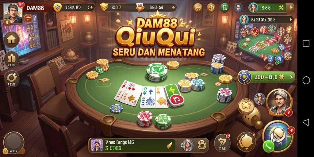 Tampilan antarmuka permainan QiuQiu yang menarik dan interaktif.