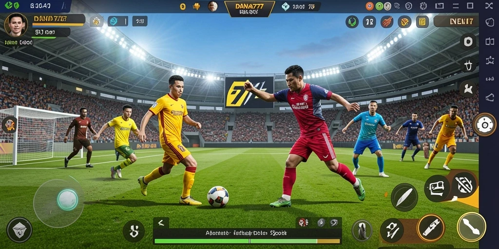 Screenshot DANA777 menampilkan aksi seru dalam permainan olahraga.