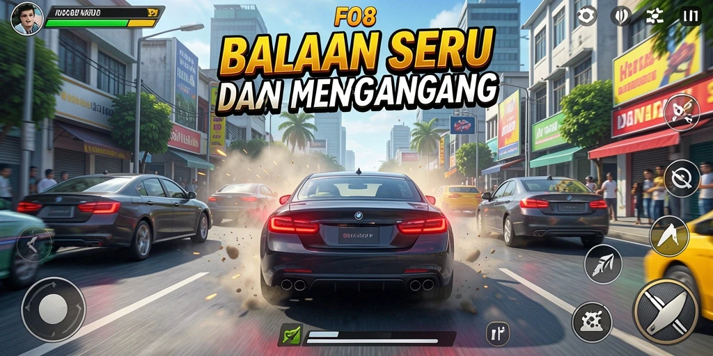 Tampilan menarik dari gameplay FO8 saat balapan di jalanan.
