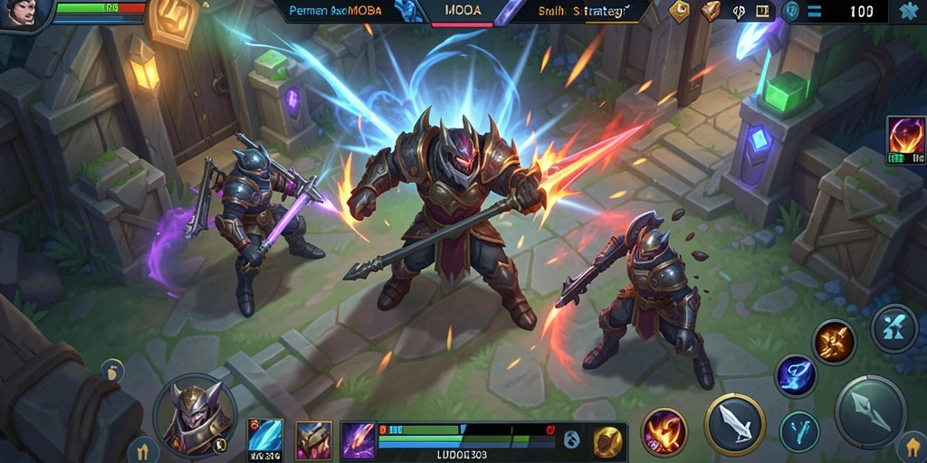 Gameplay intens JUDOL303 dengan pertarungan strategis MOBA.
