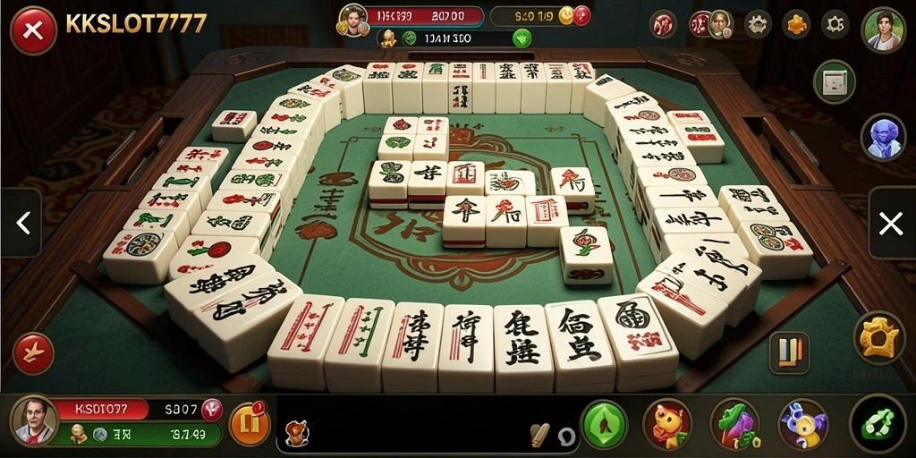 Tampilan gameplay KKSLOT777 yang menarik dengan desain Mahjong.