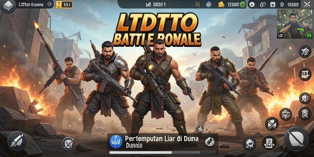 Screenshot LTDTOTO menampilkan aksi seru dalam pertarungan Battle Royale.