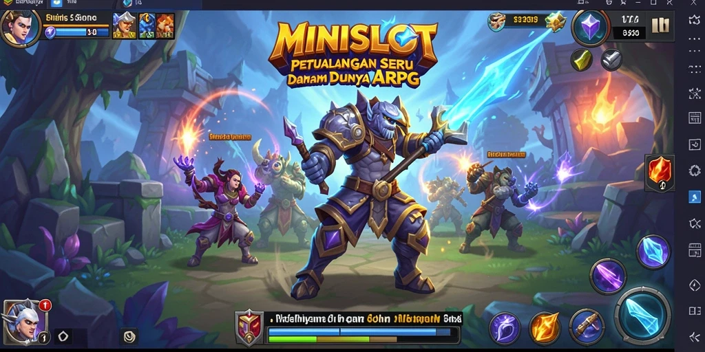 Tampilan gameplay seru di MINISLOT saat bertempur melawan monster.
