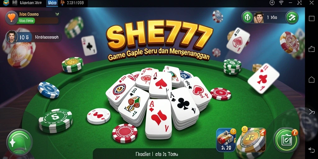 Tampilan gameplay seru dari SHE777 yang menampilkan serunya bermain Gaple.